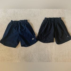 Adidas running shorts size S/7” dark blue and black. $15 each or 2 for $20.